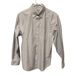 LL Bean Mens Striped Wrinkle Resistant Trim Fit Button Down Shirt Vintage